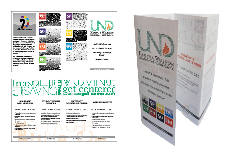 University of North Dakota Health and Wellness Unit Typographical Brochure Design